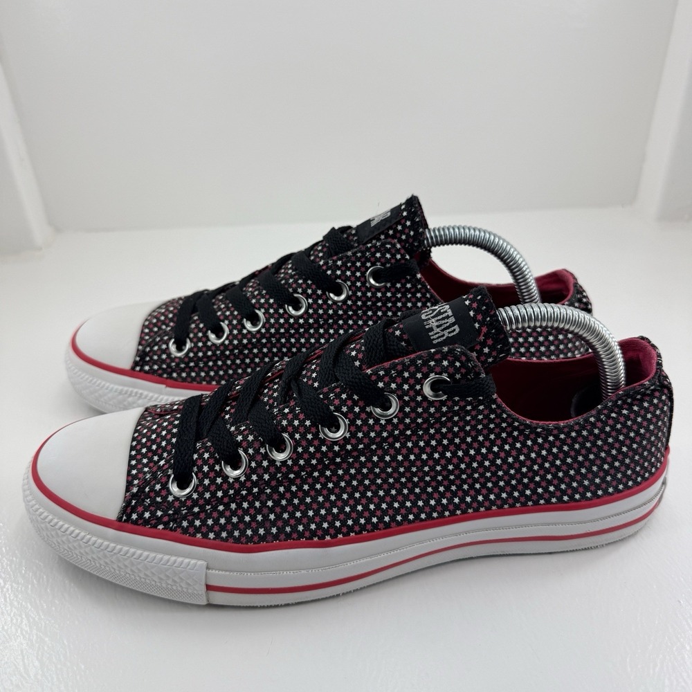 Converse Chuck Taylor All Star Women 10 Black Pink Star Print Low Top Sneakers